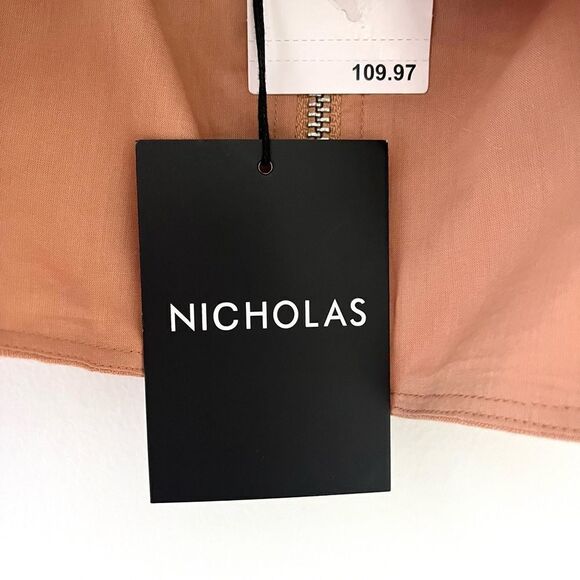 Revolve Nicholas Daw Cropped Linen Top Zip Front Puff Sleeve, Size 6, NWT - Picture 7 of 12